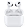 هدفون بلوتوثی اپل مدل AirPods 3 با نویز کنسلینگ میکروفون (ENC)، درگاه شارژ لایتنینگ، دارای سنسور تشخیص پوست و پشتیبانی از فرمان لمسی، مقاوم در برابر رطوبت و عرق