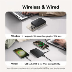 پاوربانک بیسیم 22.5 وات بیسوس مدل Airpow Ⅱ Qi2 Magnetic ظرفیت 10000 میلیآمپر ساعت