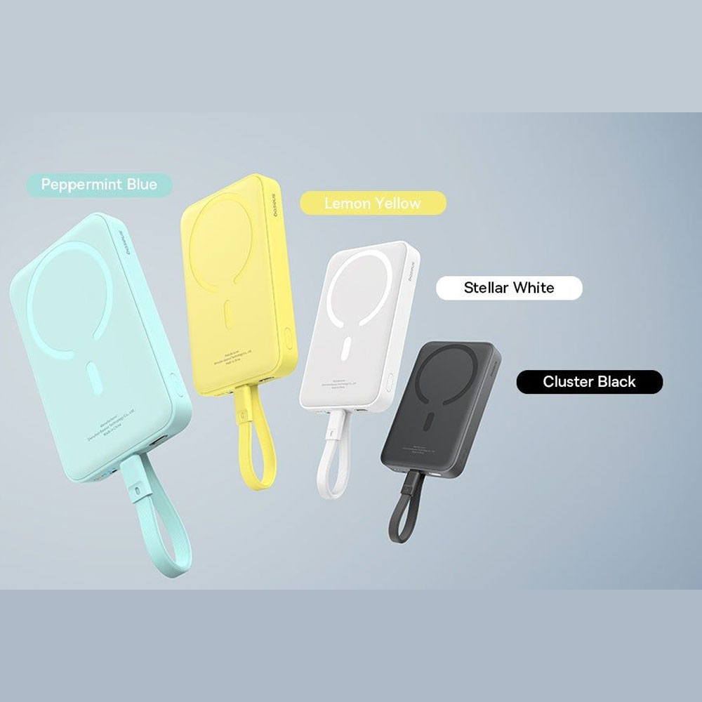 پاوربانک بیسیم 30 وات باسئوس مدل Magnetic Mini ظرفیت 10000 میلی آمپر ساعت