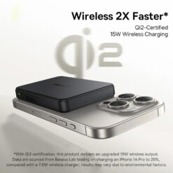 پاوربانک بیسیم 22.5 وات بیسوس مدل Airpow Ⅱ Qi2 Magnetic ظرفیت 10000 میلیآمپر ساعت