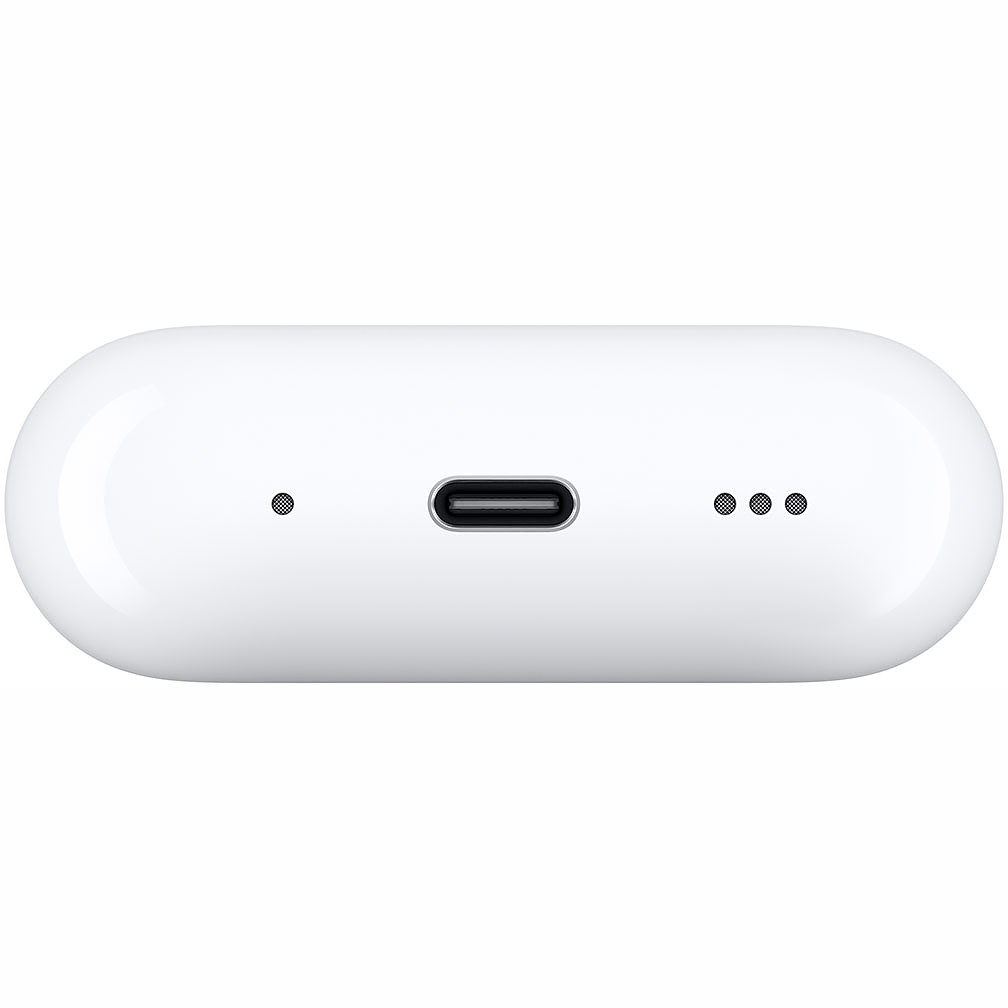 هدفون بلوتوثی اپل مدل AirPods Pro 2nd Generation با نویز کنسلینگ فعال (ANC)، نویز کنسلینگ میکروفون (ENC)، درگاه شارژ USB Type-C، با قابلیت شارژ بیسیم، دارای میکروفون دوگانه از نوع Beamforming، مقاومت در برابر رطوبت و عرق